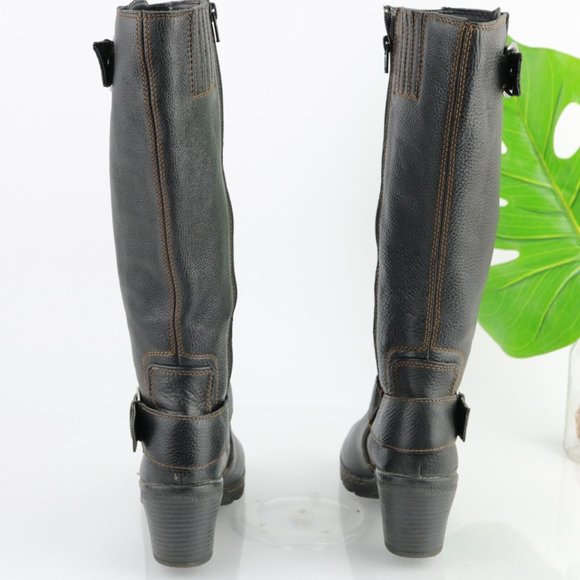 Born Women's Biker Moto Boots Size 6 Tall Block Heel Black Leather Comfy Rock - Picture 6 of 12